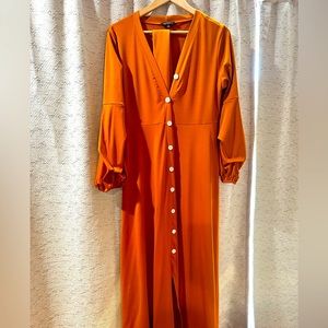Dress, burnt orange bell sleeves